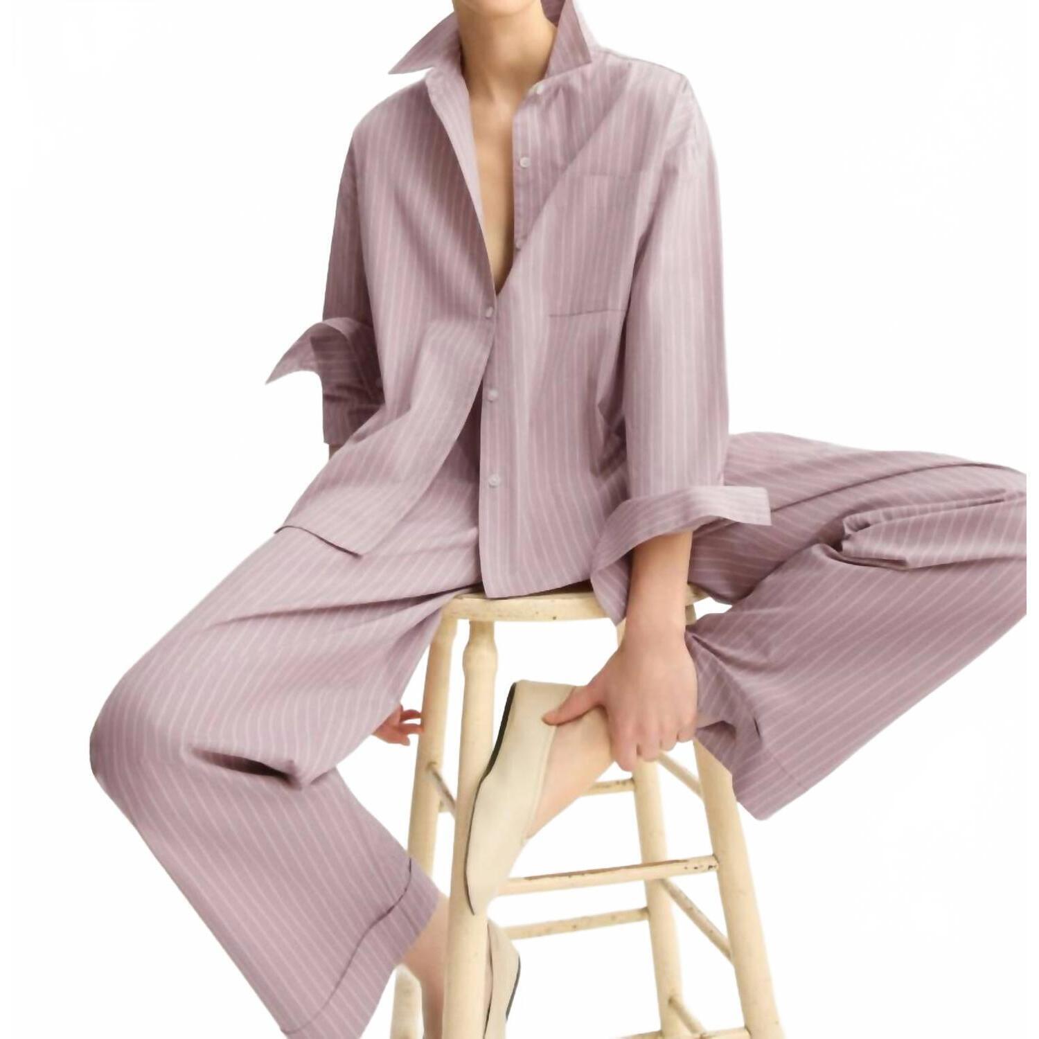 New Arlo Mott Watts Side Button Shirt In Rose Stripe